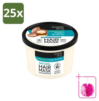 Produktbild von 25 x Organic Shop Haarmasker Argan & Amla - Herstellend - 250 ml - Sparpackung - 25 Stücke
