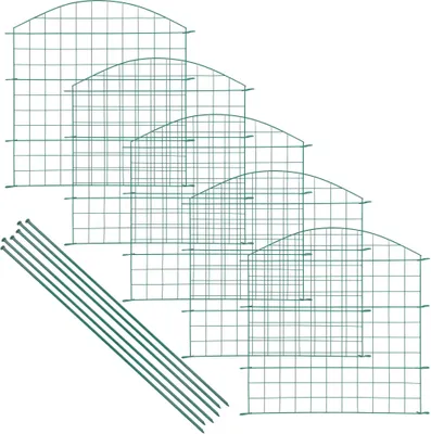 Produktbild von Sada zahradního plotu Wiltec s 5 prvky zelená, plot pro jezírko s horním obloukem, drátěné pletivo 770 x 8 x 780 mm, zásuvný plot, snadná montáž, práškově lakovaný a odolný proti korozi