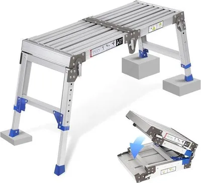 Productafbeelding van Werkplatform voor trap - Verstelbare ladder - Veilig klussen - Antislip structuur - 362 kg draagkracht - Aluminium