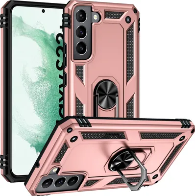 Immagine prodotto di Custodia per Samsung Galaxy S23+ a doppio strato robusta, protezione militare con supporto ad anello e supporto Oro rosa