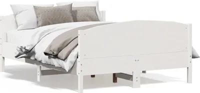 Produktbild von vidaXL Massivholzbett ohne Matratze Weiß 140x190 cm Kiefernholz