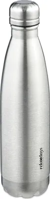 Produktbild von Relaxdays Trinkflasche Edelstahl, auslaufsicher, Kalt- & Heißgetränke, Vakuum Isolierflasche 500 ml, Outdoor, silber