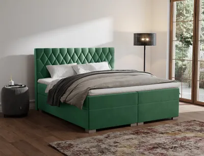 Produktbild von FurMeb24 - Boxspringbett , Ehebett  160x200cm CINDY  Hotelbett , Polsterbett , Doppelbett , inklusive Topper Farbe : Velutto 10
