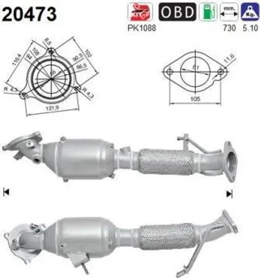Produktbild von AS Katalysator Kat für FORD MONDEO IV Turnier (BA7) Euro 5 20473