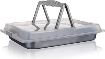 Produktbild von Rechteckige Kuchenbackform mit Deckel und Tragegriff 42 cm