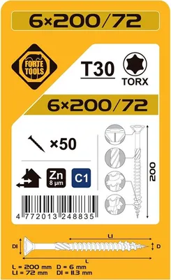 Immagine prodotto di Spanplatte Scr T30 6,0X200/72 Weiss Zn(50
