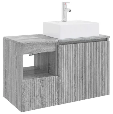 Imagen del producto de vidaXL Juego de muebles de baño, 2 piezas, color gris Sonoma, fabricado en material de imitación madera