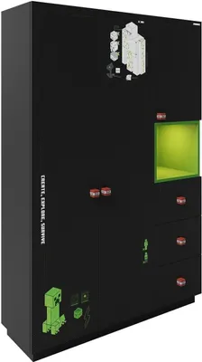Obrázek produktu pro Šatní skříň - 134 x 200 cm - 3 dveře - 3 zásuvky - zelená - černá