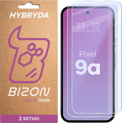 Produktbild von 2x Flexibles Hybridglas für Google Pixel 9a, Bizon Glass Mule Duo