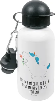 Produktbild von Mr. & Mrs. Panda Trinkflasche Einhorn Blume - Weiß - Geschenk, Wasserflasche, Unicorn, Partner, Einhörner, Freundin, Liebe, Sportflasche, Getränkeflasche, Kinder
