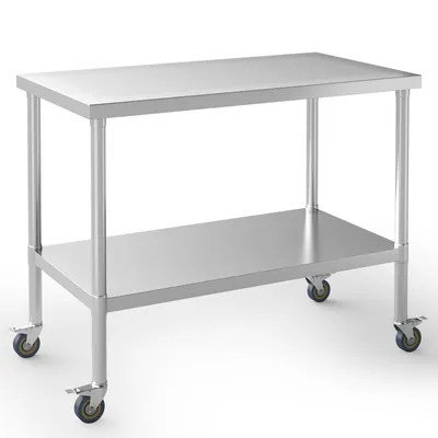 Produktbild von BPT Küche Edelstahl Arbeitstisch,Höhenverstellbare Edelstahltisch mit Rollen,Gesamtlast 250kg,Speisezubereitungstisch für Restaurant Küch(90x60x85cm)