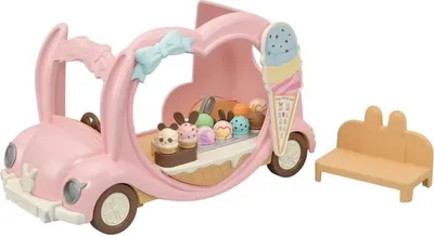 Productafbeelding van Sylvanian Families IJsvoertuig, speelset met meer dan 30 accessoires, roze, geschikt voor binnen en buiten