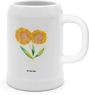 Produktbild von Mr. & Mrs. Panda Seidel Blume Sonnenblume - Weiß - Geschenk, Best Friends, Beste Freundin, Tonkrug, Krug, Bierhumpen, Steinkrug, Blumen, Vertrauen, Keramikkrug
