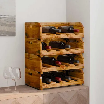 Image de vidaXL Casiers à vin 4 pièces pour 16 bouteilles Bois massif d'acajou