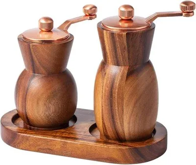 Produktbild von Handkruier Houten Kruidenmühle mit Holzschüttler und Ersatzsteinen für Hervulbare Handmühlen 4,5 Zoll Pepermühle