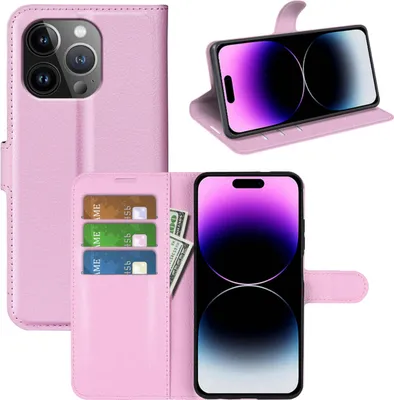 Immagine prodotto di Per Apple iPhone 15 Pro Smart Mobile Phone Case Rosa Custodia in pelle artificiale Cover Case Book