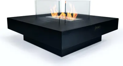 Image de Cheminée au bioéthanol sur pied pour intérieur et extérieur Panarea Noir 70x70x35
