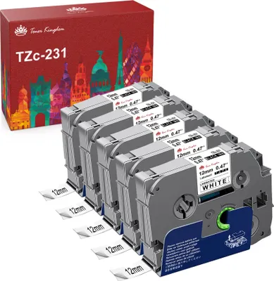 Produktbild von 5x TZc-231 TZE231 tz 231 Tze-231 Schriftband Kompatibel für Brother P-touch H100LB 1000 1010 H105 D210 PT-H100LB E100 E200 PT18R PT300 PT-300B PT310 PT-310B
