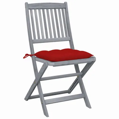Produktbild von VidaXL 3064584, Terrasse, Gepolsterter Sitz, Akazienholz, Rot, Polyester, 485 mm