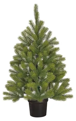Productafbeelding van Black Box Trees Nagoya Kunstkerstboom H90 x D42 cm - Kunstboom in Kunststof Pot - Kerstdecoratie voor Binnen - met Batterij en Timer - 175 Tips - Groen