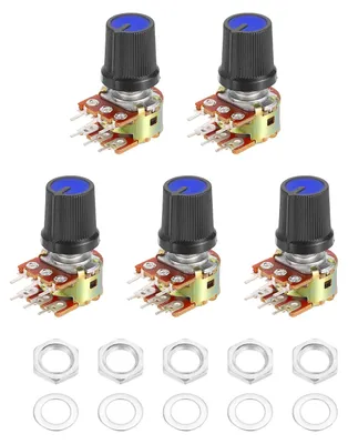 5x WH148 B10K Potentiometer, Dual-Channel, 6x15mm Achse