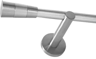 Produktbild von Gardinenstange Set Edelstahl Look Metall Ø 16mm zur Wandbefestigung 1-lauf Modern Kegel, Länge wählbar H12E11