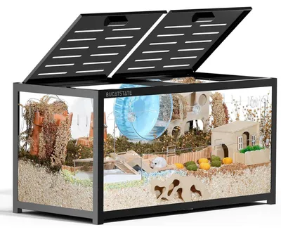 Produktbild von Kleintierkäfig 3.0 Metall Rattenkäfig Stapelbar 100x50x52 cm Schwarz für Nager Mäuse Zwerghamster 0,5m²