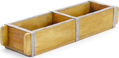 Produktbild von Vintage Ziegelform Holz Aufbewahrungsbox, massiv, 2-Fach Ziegelform