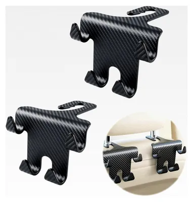 Produktbild von 2er-Set Autohaken für Rücksitze, Aufbewahrungstaschenhaken, Tragbare Haken für Handtaschen, Geeignet zum Aufhängen von Taschen und Handyhaltern (Schwarz)