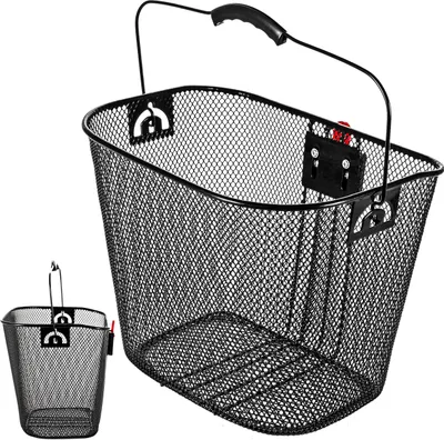 Produktbild von MalTrack Kovový košík na riadidlá bicykla + držiak košíka | Košík na riadidlá s adaptérom | Košík na pripevnenie | 34 x 25 x 27 cm | do 5 kg