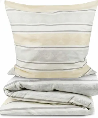 Image de Beautissu 2 pièces parure de lit en coton Viola, 155 x 220 cm, taie d'oreiller 80 x 80 cm, beige