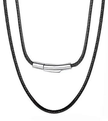 Produktbild von Nylon-Halsketting Schwarz - Chromfreie Klinke - Damen/Herrenkette - 3 mm Breit - 45 cm - Allergikerfreundlich - Schmuckstück