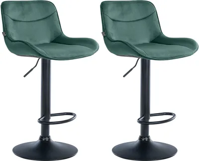 Produktbild von CLP 2er Set Barhocker Vonore Samt, Höhenverstellbar Und 360 Grad Drehbar grün Gestell Farbe schwarz