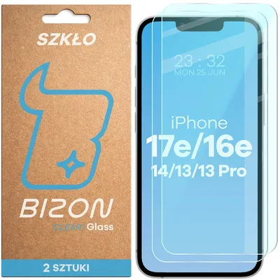 Produktbild von Gehärtetes Glas für iPhone 17e / 16e / 14 / 13 Pro / 13, Bizon Glass Clear Duo, 2 Stück