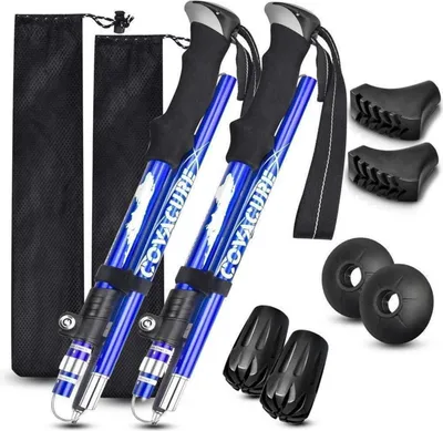 Zdjęcie produktu dla COVACURE Kijki do Nordic Walking składane 110-130cm Niebieskie
