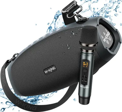 Produktbild von W-KING Bluetooth Lautsprecher Groß mit kabellosem Mikrofon (120W Peak),70W IPX6 Tragbare Outdoor Lautsprecher Box,Tiefer Bass,DSP, Powerbank,TF/AUX/EQ