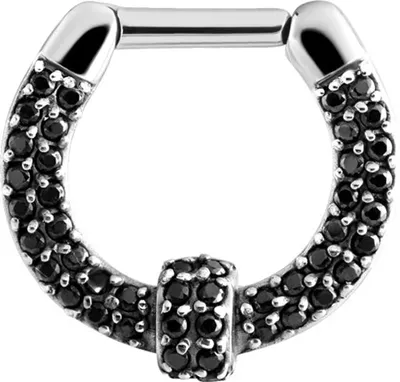 Produktbild von Karisma Edelstahl Septum Nasen Piercing Clicker Donut Zirkonia - 1,2x8mm JSRZ-17 - Black