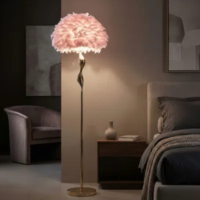 Immagine prodotto di Lampada da terra con piume rosa cm ø 50x165