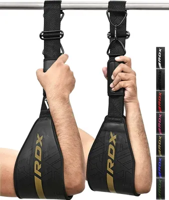 Obrázok produktu pre RDX Fitness Závesné AB popruhy na budovanie brušných svalov a tréning jadra, kožený popruh Maya Hide