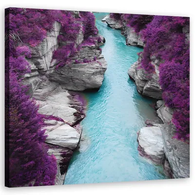 Produktbild von Leinwandbild landschaften - lila 60x60 cm Feeby lila wandbild bereit zum aufhängen