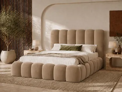 Produktbild von Emlar Polsterbett Mellow 180x200 cm - Bett mit Bettkasten & Lattenrost - Velvet-Stoff - Doppelbett mit Stauraum Braun (Magic Velvet 2206)