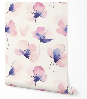 Produktbild von Selbstklebende Tapete Möbelfolie Aquarell Blumen Rosa Lila Pastell Floral Modern Tapete Wohnzimmer Schlafzimmer Flur Elegant Abwaschbar 2,5m x 0,5m
