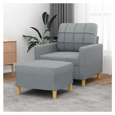 Produktbild von Sessel mit Hocker, Stoff, hellgrau, 60 cm