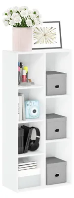 Bücherregal mit 7 Würfeln, weiß, 49,5 x 23,9 x 105,9 cm