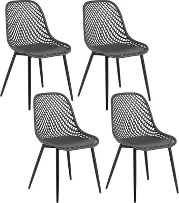 Produktbild von Klihome Esszimmerstühle 4er Set, mit Rückenlehne Metallbeinen, Küchenstuhl, Grau