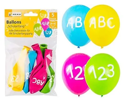 Produktbild von Luftballons Schulanfang 25 cm, 5 Stück, Heku 779-61, Dekoration, Schulstart