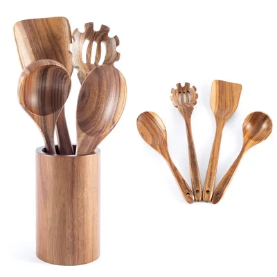 Produktbild von Hanseküche Küchenhelfer-Set aus Holz, 5-teilig - Pfannenwender, Holzlöffel und Nudelschöpfer