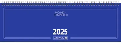 Produktbild von BRUNNEN Querterminbuch 2025 - 42x14cm - 1 Woche = 2 Seiten - blau - 1077501305