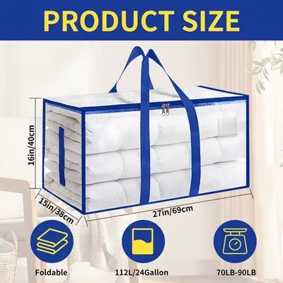 Productafbeelding van Drie stuks, extra grote reistas met verstevigde handgrepen, stevige opbergtas, geschikt voor kleding en verhuisgoederen (stijl 3), 69x40x38 cm