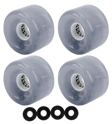 Image de Roues de skateboard, lot de 4, 78A, enPolyuréthanesouple, 52 mm, couleur grise, pièces de rechange pour longboard et cruiser